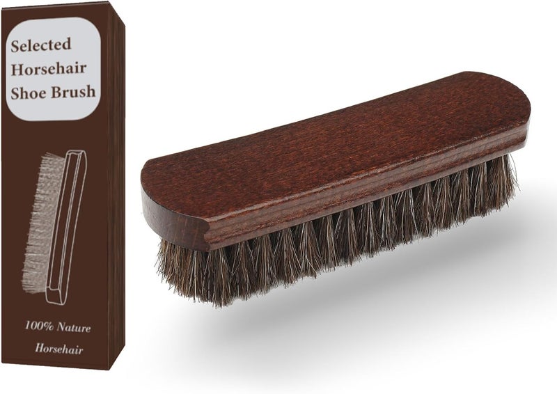 Lyssra Professional 100% Horsehair Shoe Brush Premium Soft Horsehair Dauber Applicators for Leather Shoes, Boots, Coats & Purses, Curved Handle for Comfortable Grip, Perfect for Leather Shine & Polish - Image 1